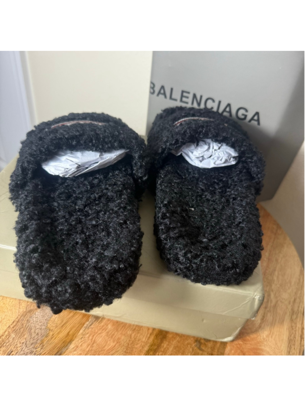 Balenciaga Black Red Logo Terry Cloth Slippers Size 12.5 - Picture 6 of 7